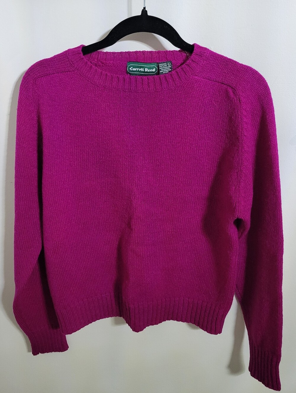 Carroll Reed Fuschia 100% Wool Shetland Sweater, Size L